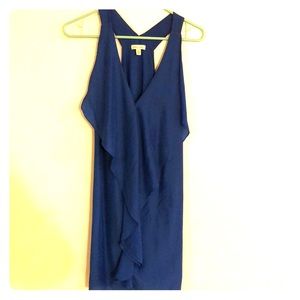 Blue front ruffle tank dress